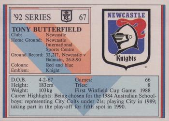 1992 Regina NSW Rugby League #67 Tony Butterfield Back